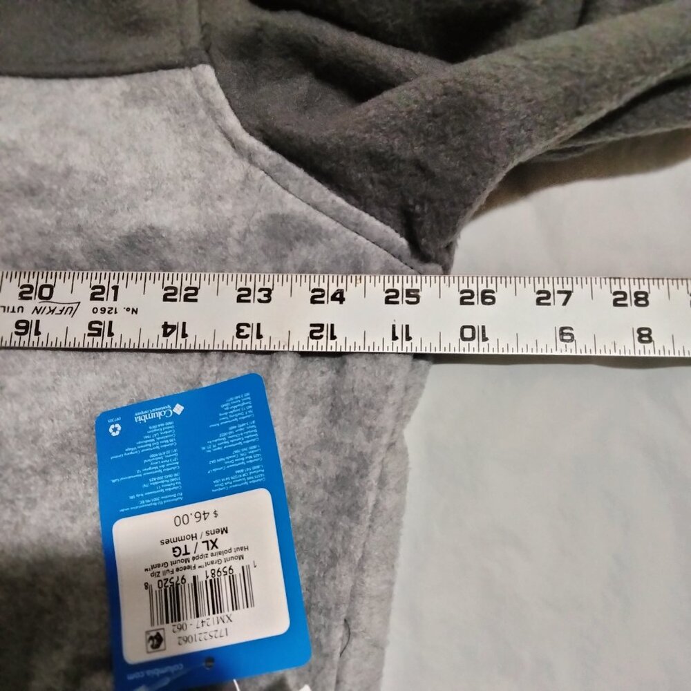 Columbia Men's Mount Grant Fleece Full Zip Jacket Gray XL XM1247-062 - Picture 2 of 6